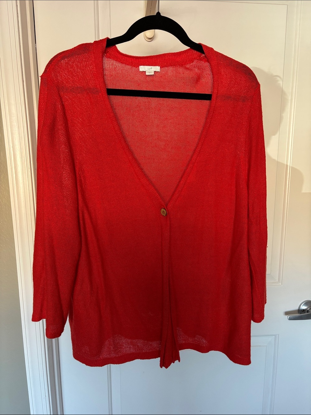J. Jill orange V-Neck Open-Knit Cardigan